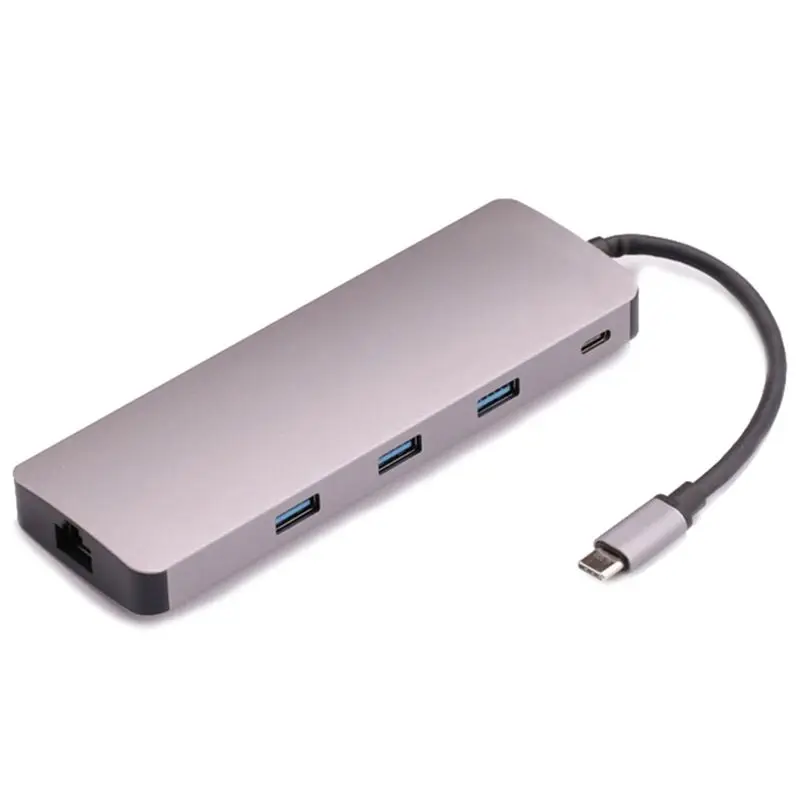 9 в 1 Тип C для доставки питания 4 K видео Hdmi TV VGA 1000 Мбит/с гигабитный кабель Ethernet LAN