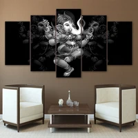 home decor hd frame poster painting wall art modern 5 panel hindu god ganesha elephant living room printed canvas pictures