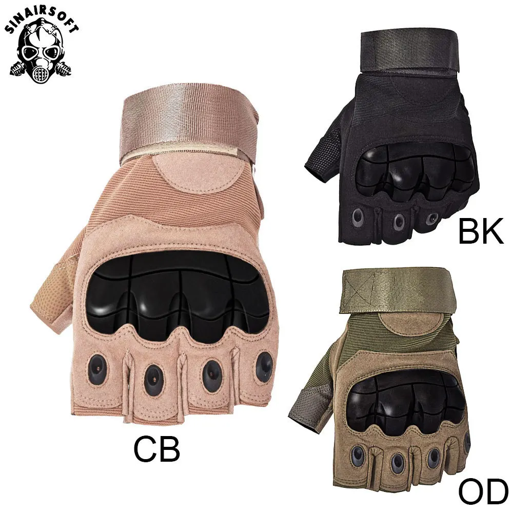 SINAIRSOFT тактические перчатки без пальцев Военная армия Пейнтбол страйкбол велосипедный мотокросс боевые жесткие перчатки на полпальца