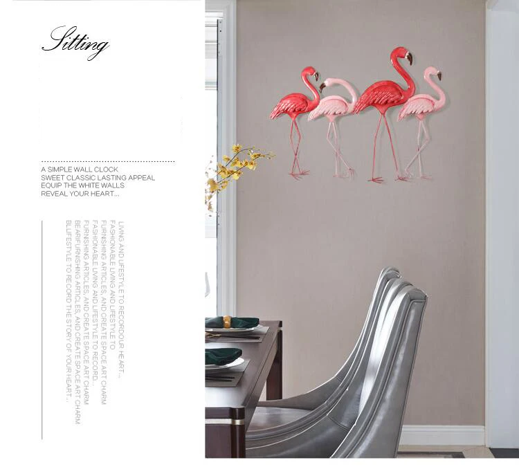 Скандинавские Инс кованого железа настенный Фламинго ремесла украшения отеля дома гостиной крыльцо диван фон роспись в виде птиц орнамент