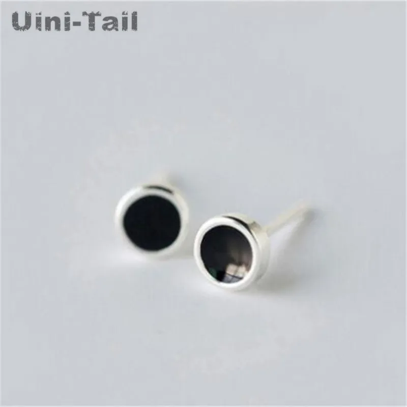 Uini-Tail классические геометрические черные серьги из серебра 925 пробы Корейская версия серьги хипстерские модные серьги GN366