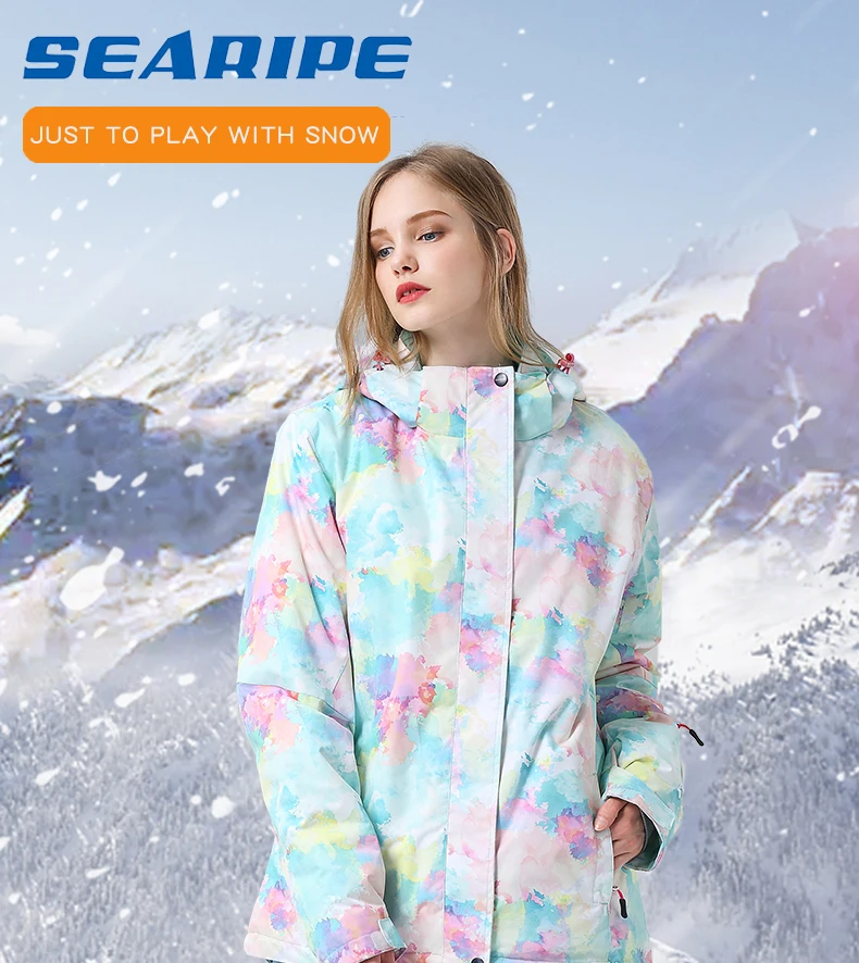 SEARIPE 2019New качественная Лыжная куртка женская зимняя для сноуборда, ветрозащитные водонепроницаемые теплые сноубордические куртки пальто зимняя Лыжная одежда