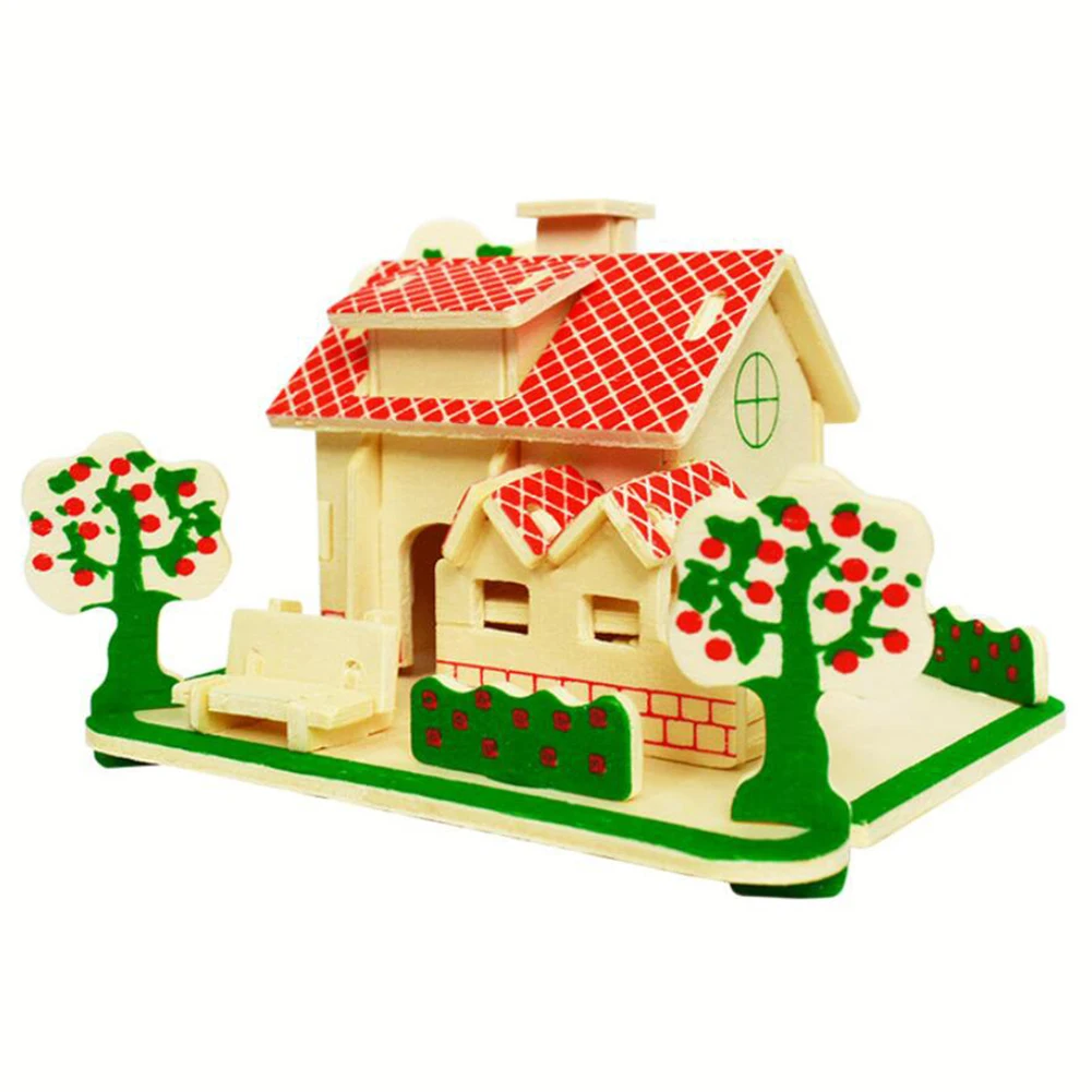 Романтический деревянный домик обучающий пазл игрушка Diy 3d режим дом игрушки