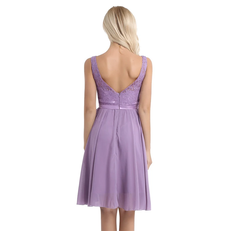 Женское шифоновое платье с V образным вырезом без рукавов|Платья подруги невесты|