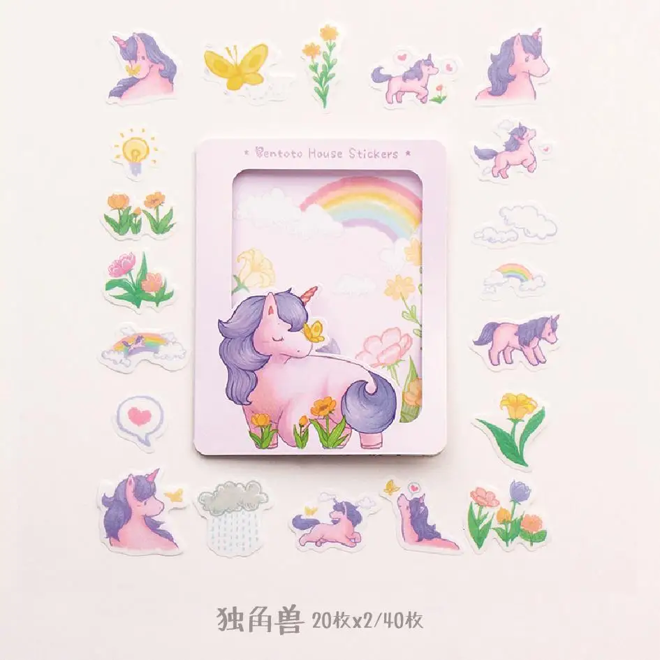 Kawaii Вечерние наклейки в виде животных, кошек, единорогов, пуль, журнал, декоративные наклейки, набор для скрапбукинга, этикетки, канцелярские наклейки для дневника, альбома - Цвет: Unicorn