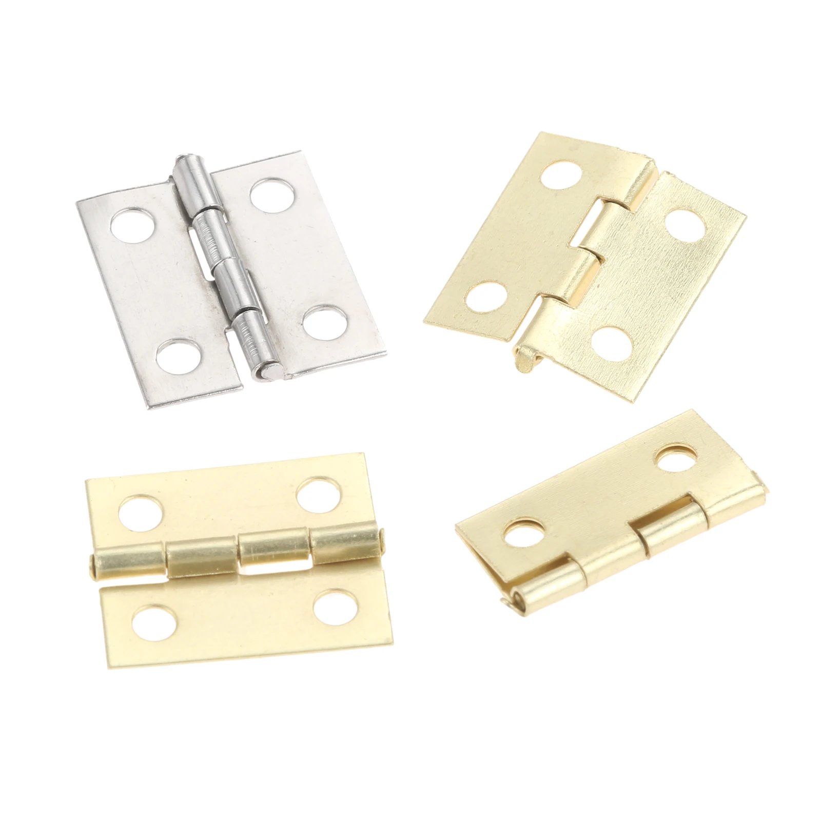 20Pcs Vintage Door Cabinet Mini Hinges 4 Holes Decor Jewelry Wood Boxes Luggage Furniture Decoration 18*16mm Silver/Gold | Обустройство