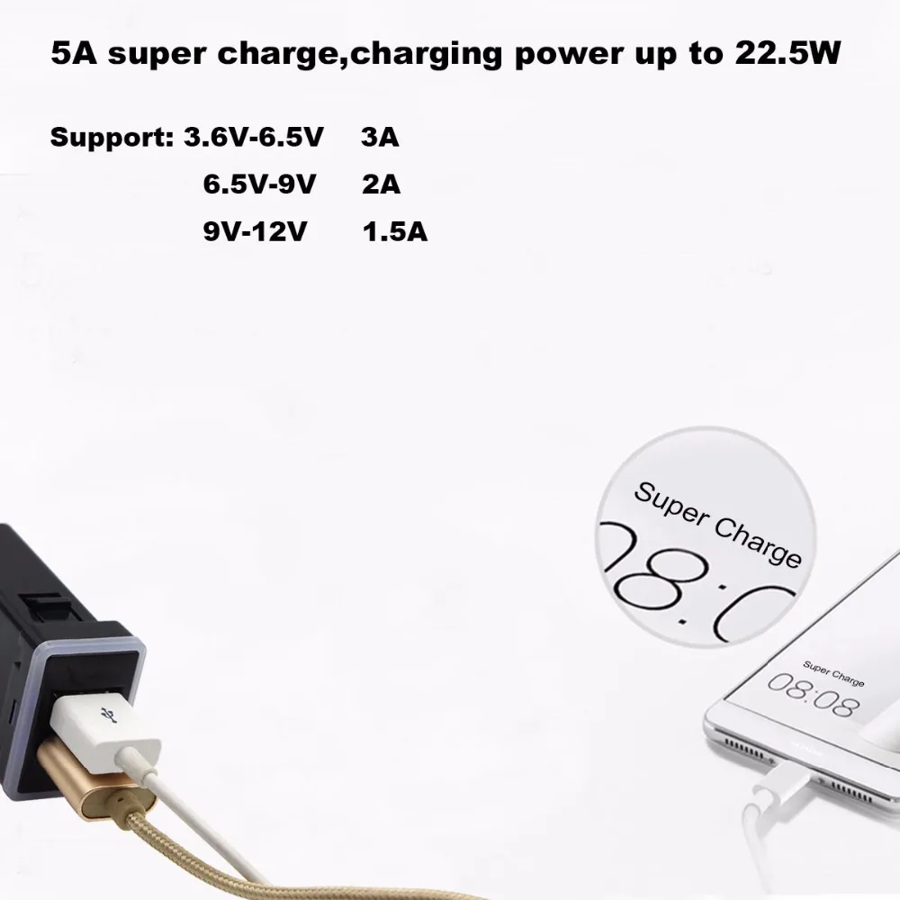 Автомобильное зарядное устройство QC3.0 Quickcharge двойной USB адаптер PDA для телефона DVR
