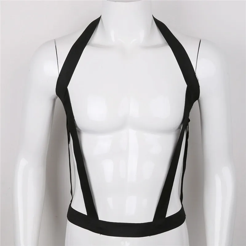 Feeshow Gothic Sexy Men Hombre Lingerie Halter Neck Elastic Hollow-out Body Chest Harness Bondage BDSM Man Costume Belt Shapers |
