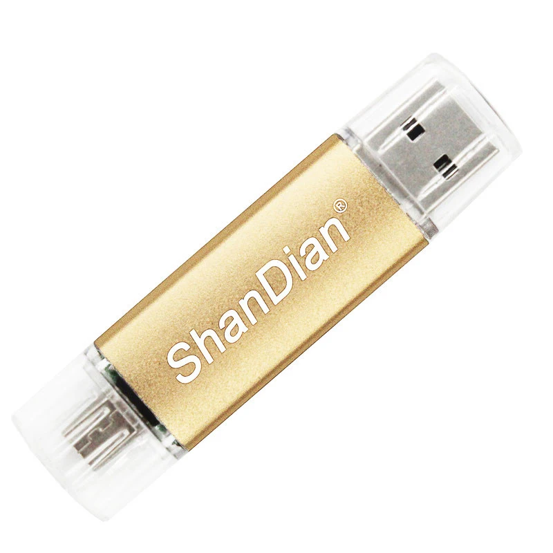 Gold SHANDAIAN, мини USB флеш-накопитель, OTG, смартфон, флешка, 64 ГБ, 8 ГБ, 16 ГБ, 32 ГБ, 4USB флешка, планшет, ПК, флешка, USB внешний накопитель - Цвет: Gold