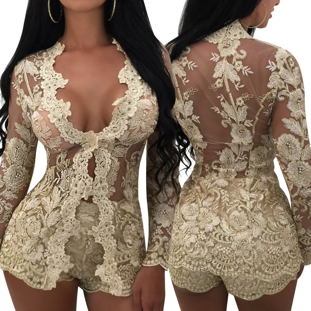 TEXIWAS Elegant Sexy 2Piece Set Women Lace Hollow perspective sets Embroidery Tops cardigan+Skinny vogue Shorts Bodycon outsuits | Женская