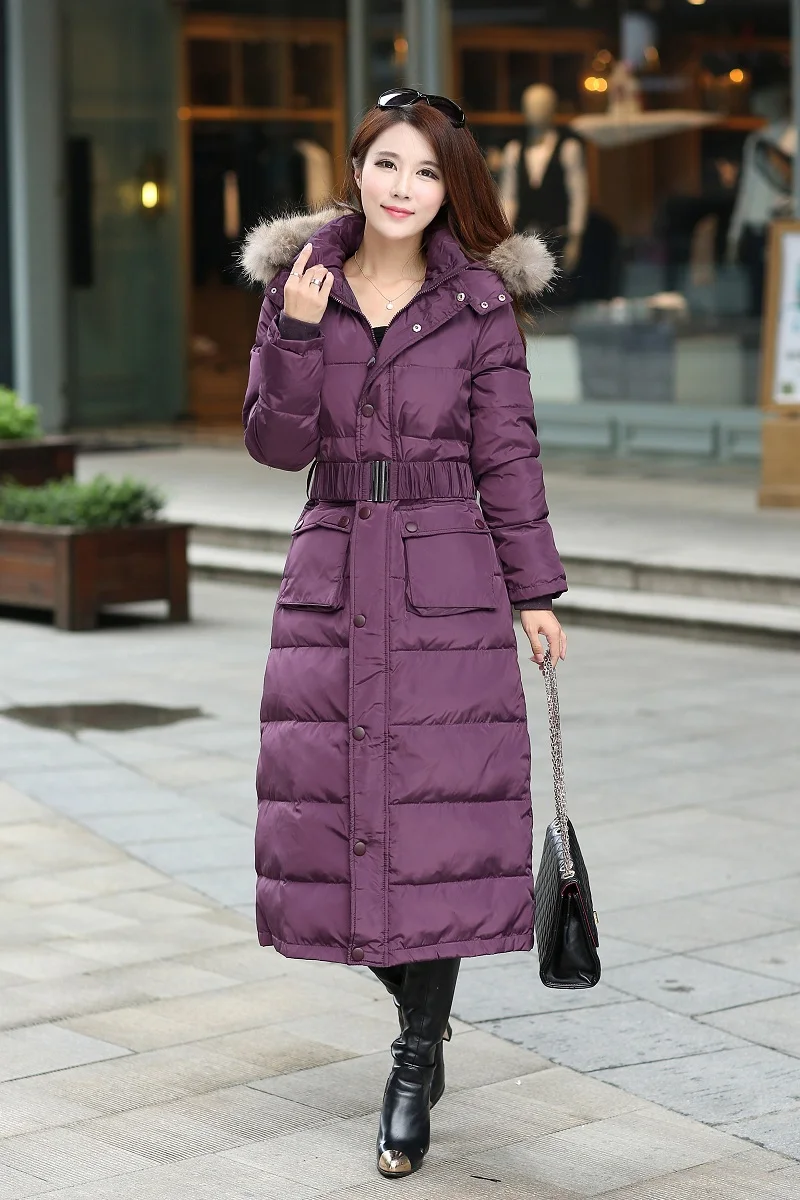 

Women Winter Coats Long Duck Down Jackets Fur Hoodies Snow Tops Warm Outwear Down Parkas 2018 Female Plus Size Clothing