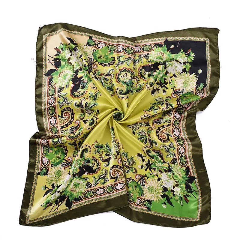 Женские шелковые и атласные шарфы с принтом кешью летние большие квадратные шали