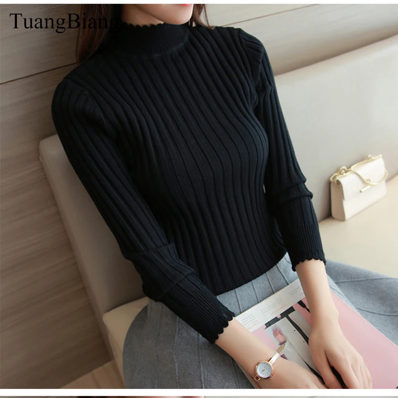 TuangBiang 2018 зимний свитер с высоким воротником и длинным рукавом Осенний тонкий