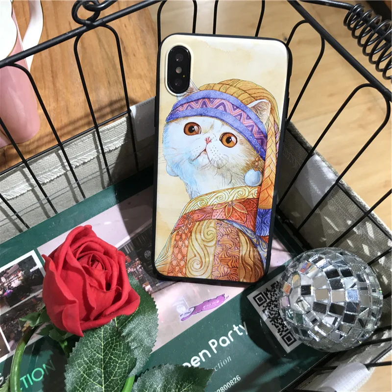 Огонь кошка Мягкие TPU Блеск ТПУ силиконовый чехол для iphone 6 S плюс 7 plus 8 X 10 Телефон