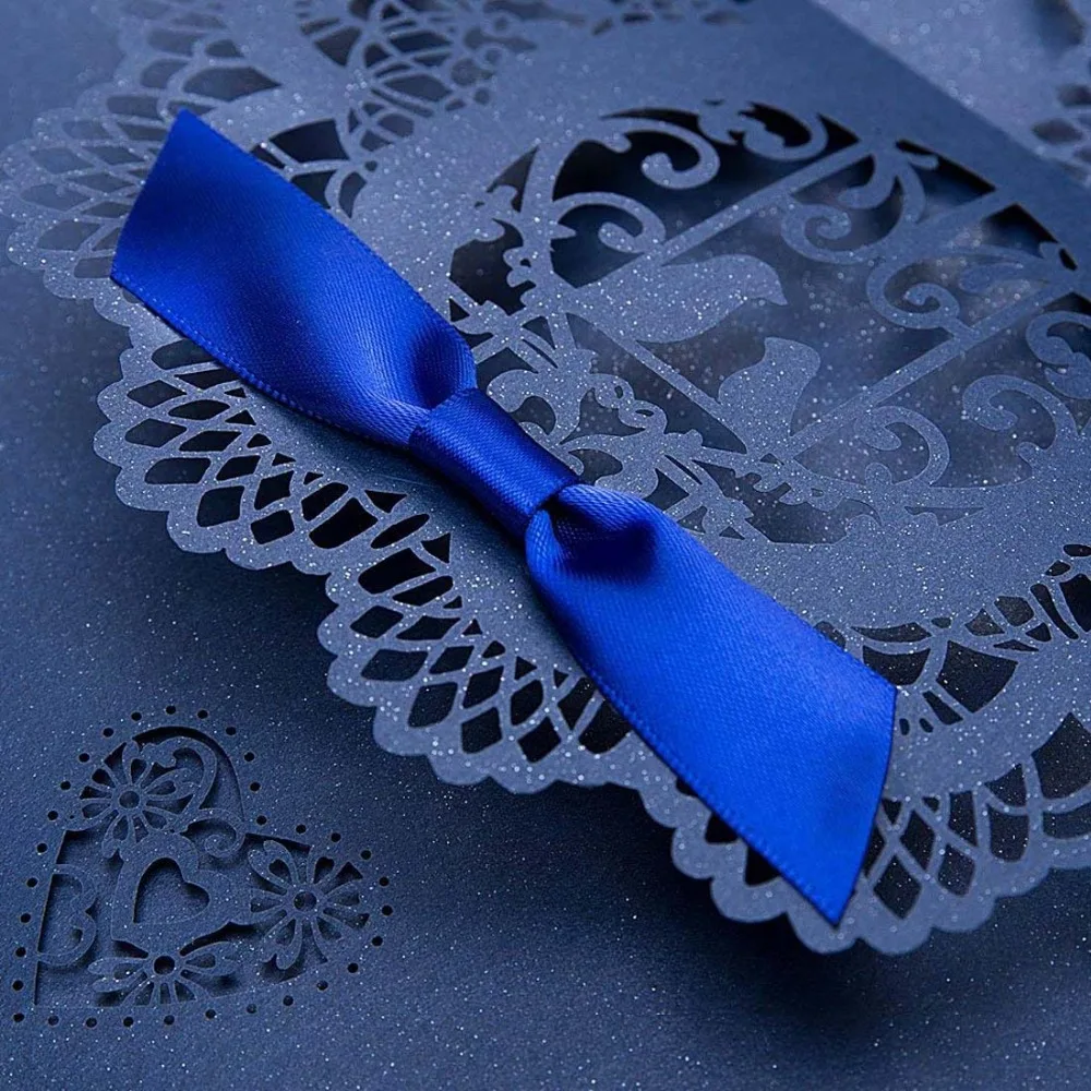 100 шт лазерная резка свадебные пригласительные открытки 3 вида цветов с бантом