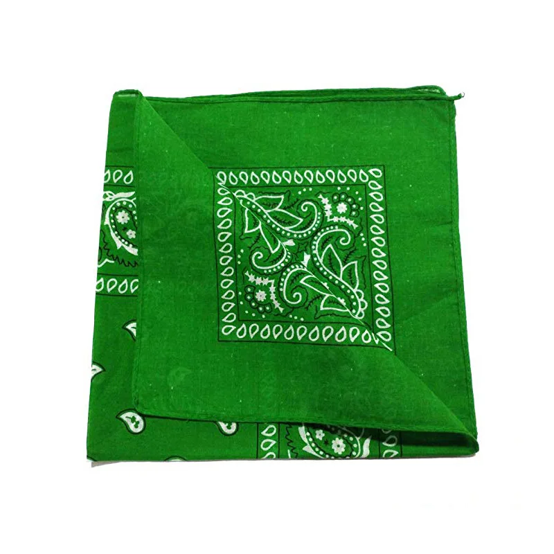 Green Банданы 22X22 дюймов хлопок новинка двусторонняя печать Пейсли ковбой бандана вечерние шарф ободок носовые платки - Цвет: Green
