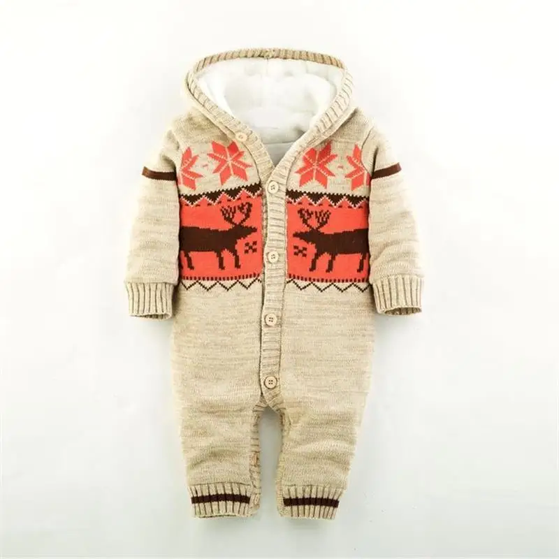 Детские Рождественские вязаные флисовые комбинезоны детские для девочек