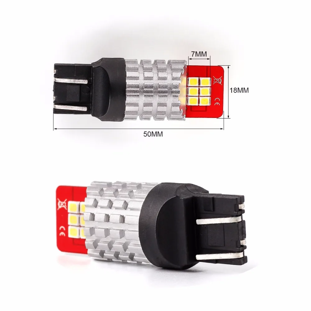 2x T20 7443 7444 7441 W21/5W Srck светодиодный лампы 12-SMD для автомобильных задних фонарей