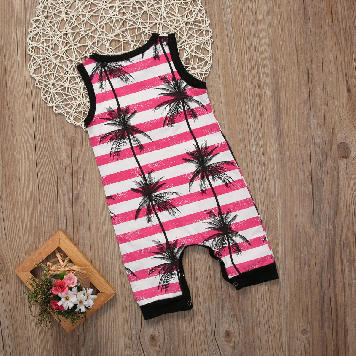 Модная детская одежда с кокосовой пальмой 2017 комбинезон для маленьких девочек