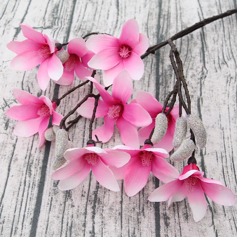 

70cm height artificial flower 9 heads artificial magnolia fake flower wedding party Christmas home decoration Flower wall DIY