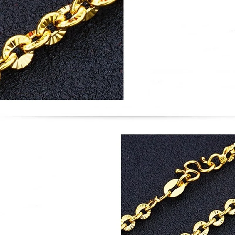 

OMHXFC Wholesale European Fashion Woman Female Party Wedding Gift Long 45cm Elegant O Real 18KT Gold Chain Necklace NL17