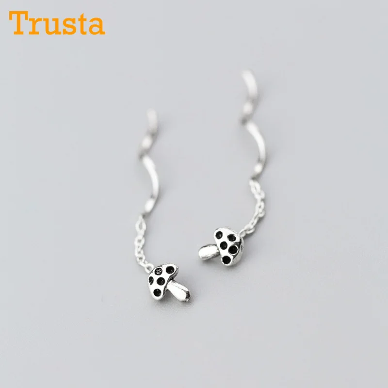 Trusta, 925 пробы, серебряные серьги, ювелирное изделие, в виде капли, одноцветные, с бусинами, с ушной линией, в Крутом стиле, для девочек-подростков, для женщин, DS1277