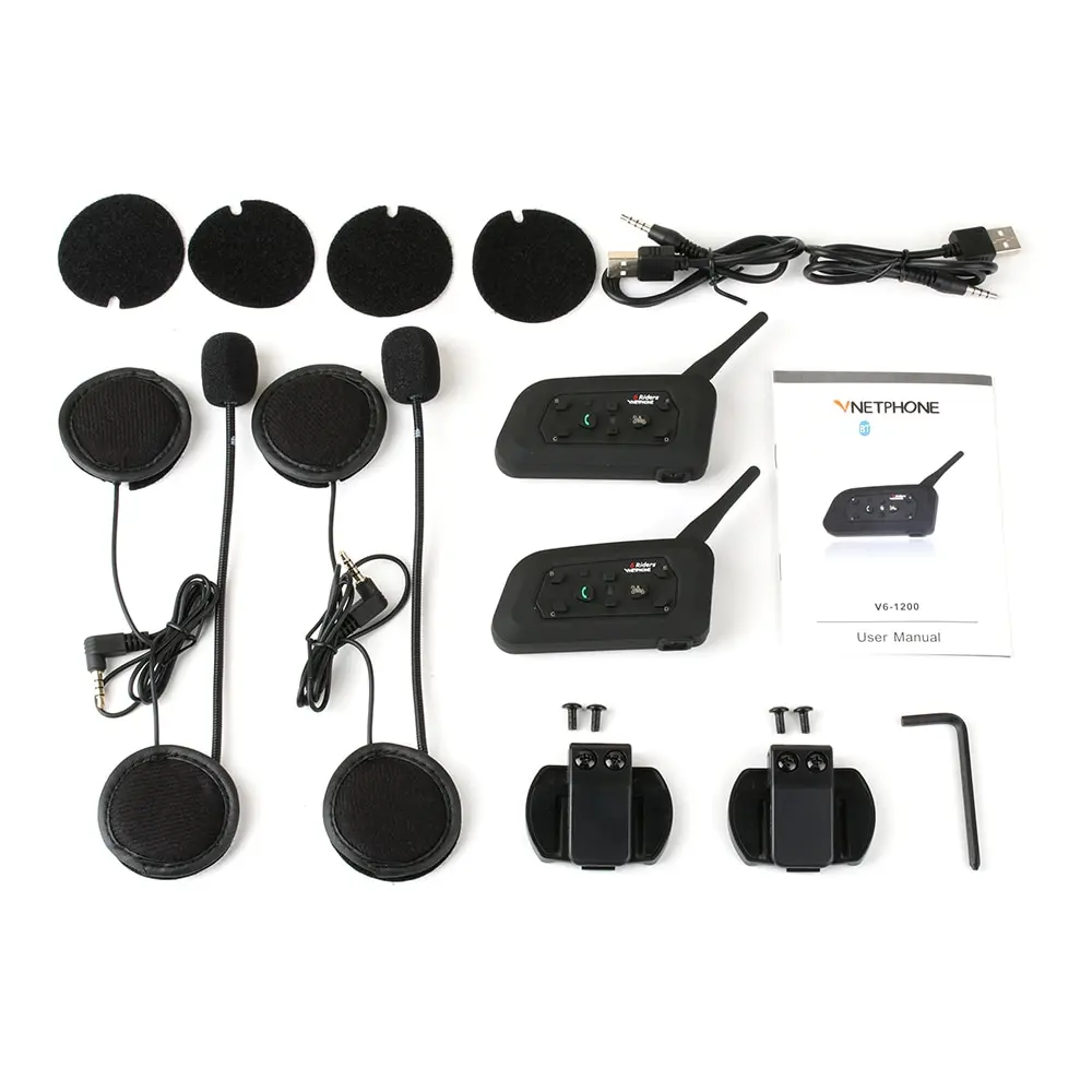 Универсальный беспроводной радиоприемник для мотоцикла BT Walkie talkie V6 1200