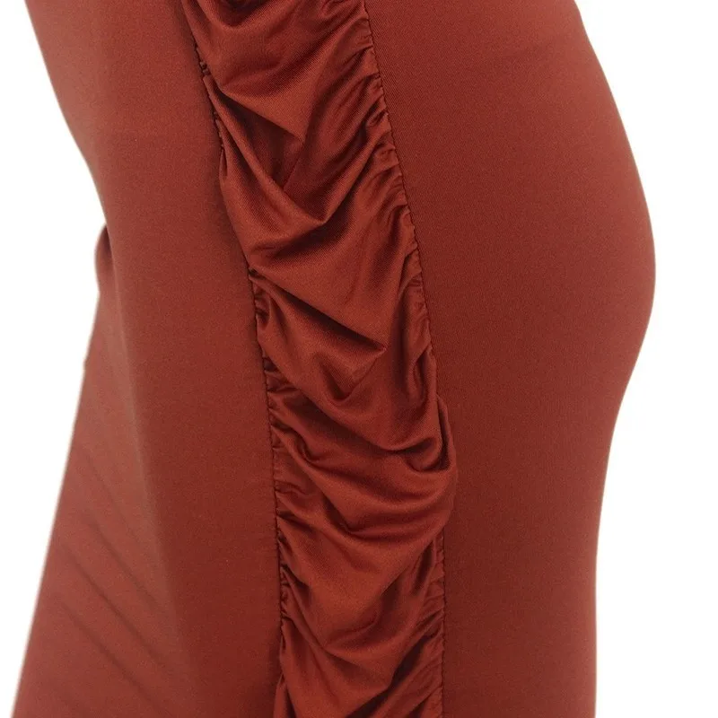 Pofash 2018 Spring Summer Women Dress Cropped Sexy Crop Top Knee Length Bandage High Waist Ruffles Side Bodycon Dresses | Женская одежда