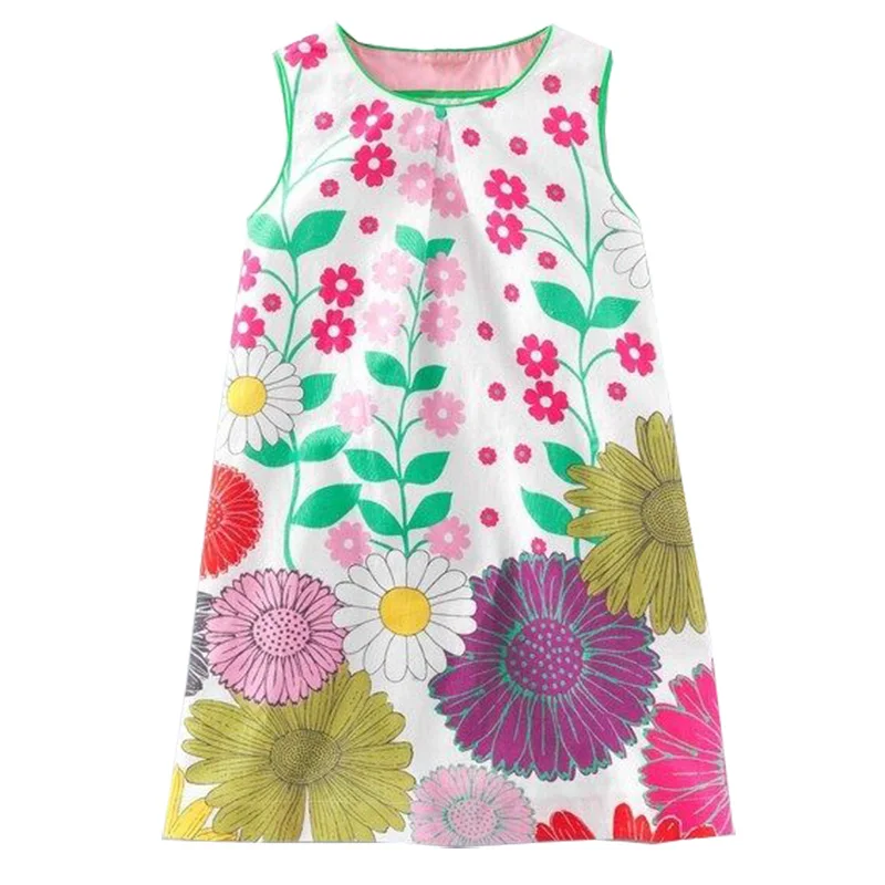 Платье для маленьких девочек летнее хлопковое платье с цветочным принтом
