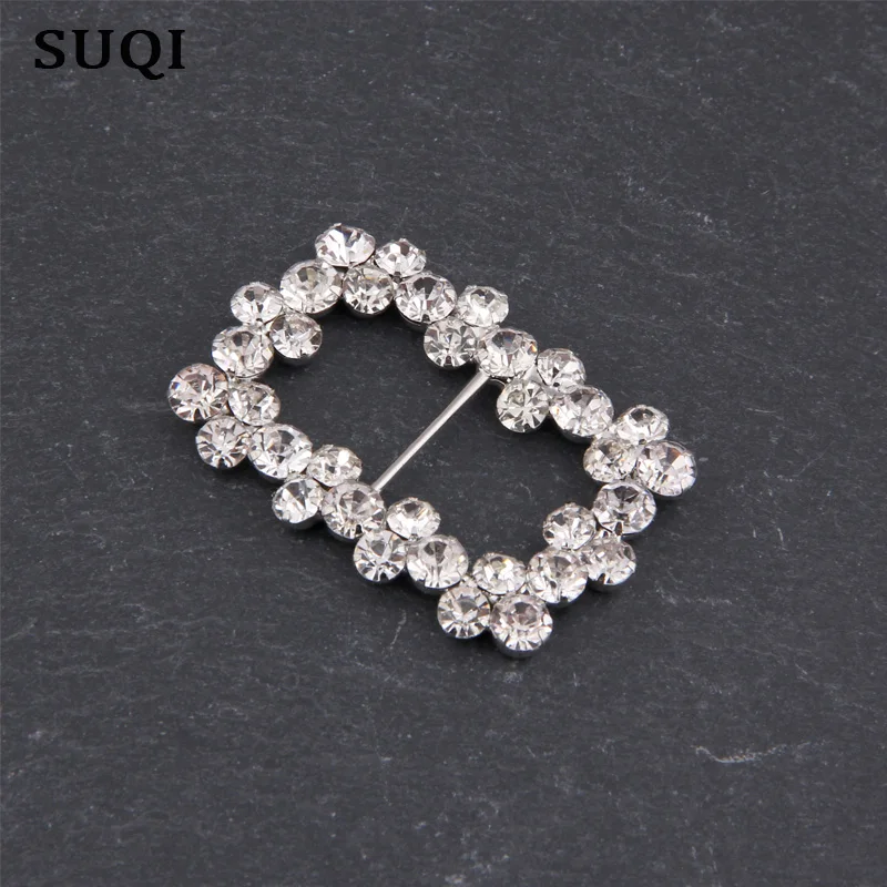 Hot Offer 40mm (Inner Bar 20mm)Gun black Round Crystal Rhinestone Buckle Invitation Ribbon Slider For Wedding Silver Accessorie | Украшения