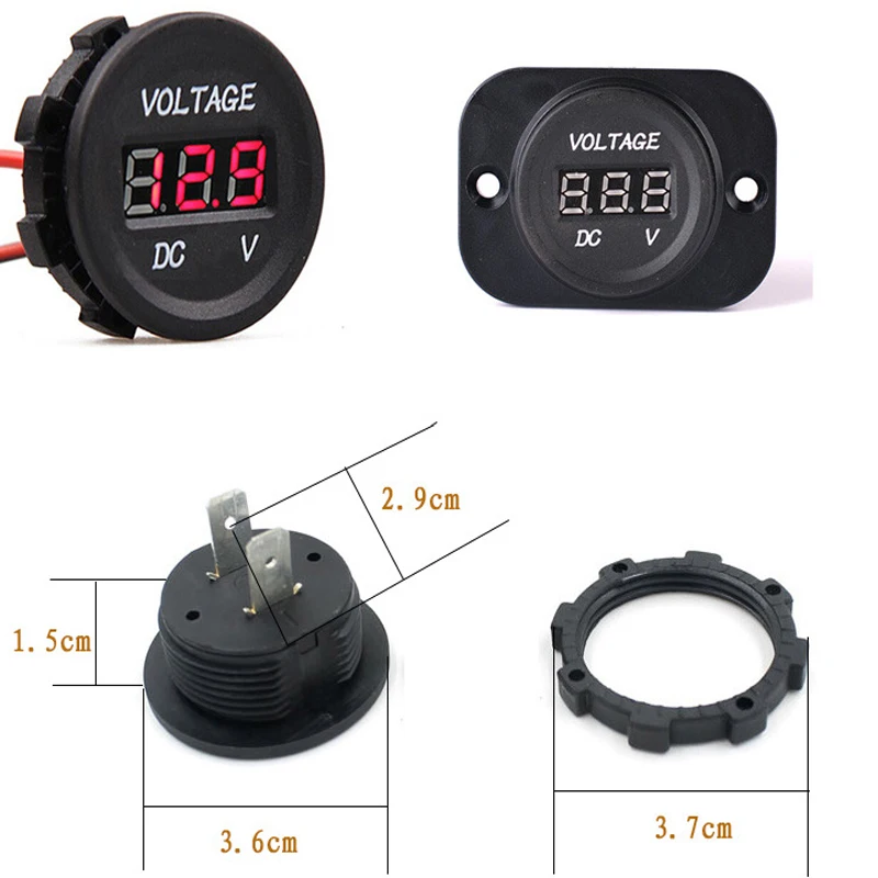 СВЕТОДИОДНЫЙ цифровой дисплей Панель автомобиля Вольтметр Мотоцикл вольтметр