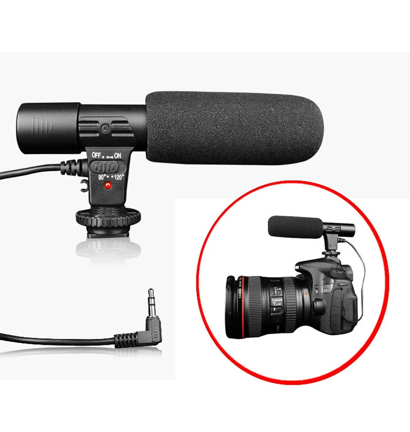 

Pro Video Stereo Shotgun On-Camera Recording 3.5mm Microphone Microfone for Canon Nikon Pentax Olympus DSLR Camera