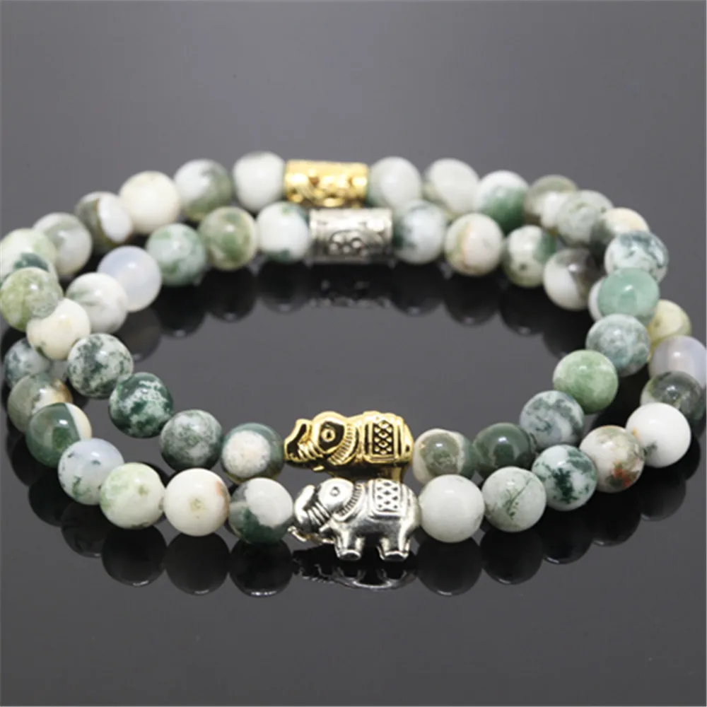

10pcs Wholesale natural 6mm tree Stone round stone beads girl bracelet beaded elephant animals charm women bracelet