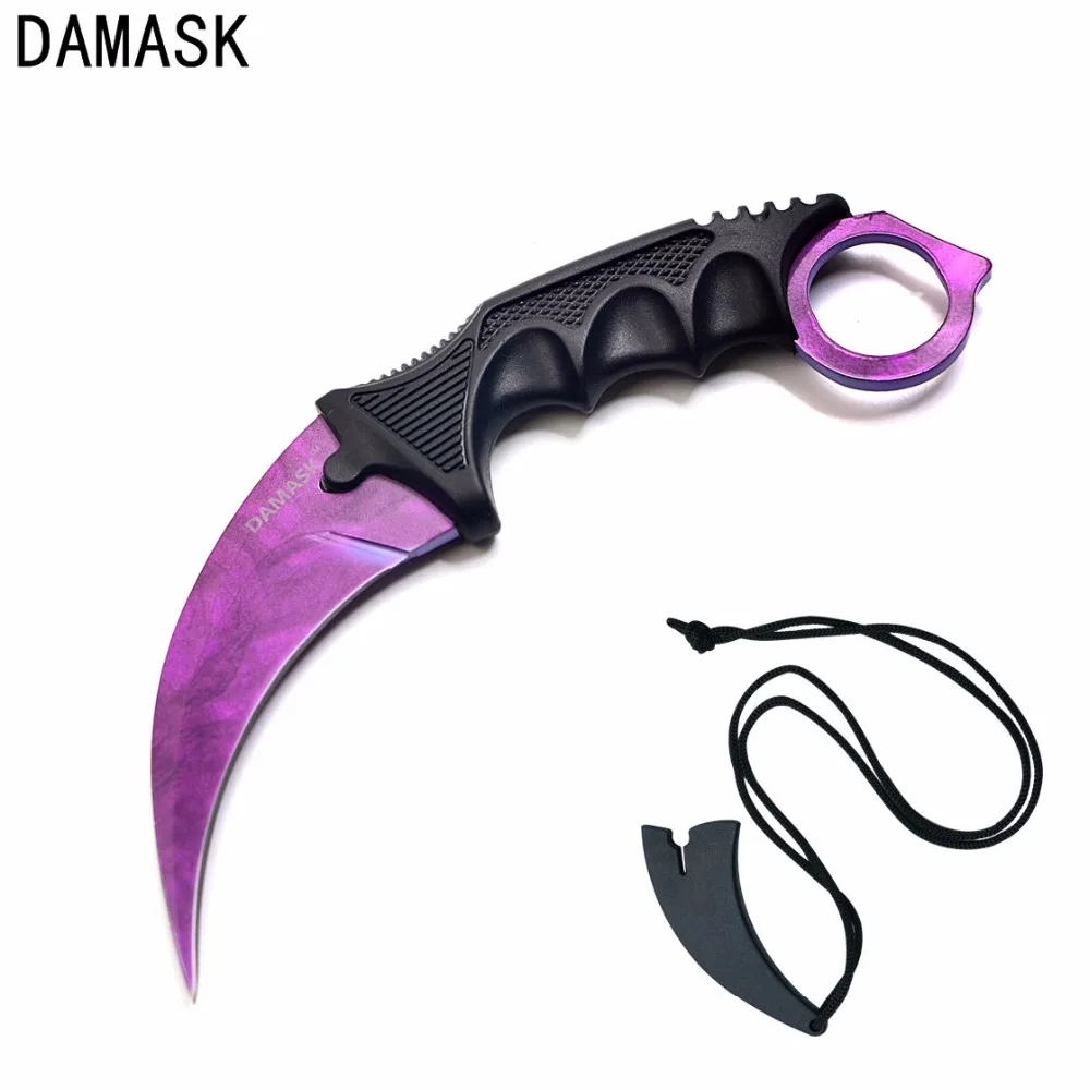 Топ Ножи csgo Counter Strike Karambit фиолетовый фиксированным лезвием Открытый Инструменты