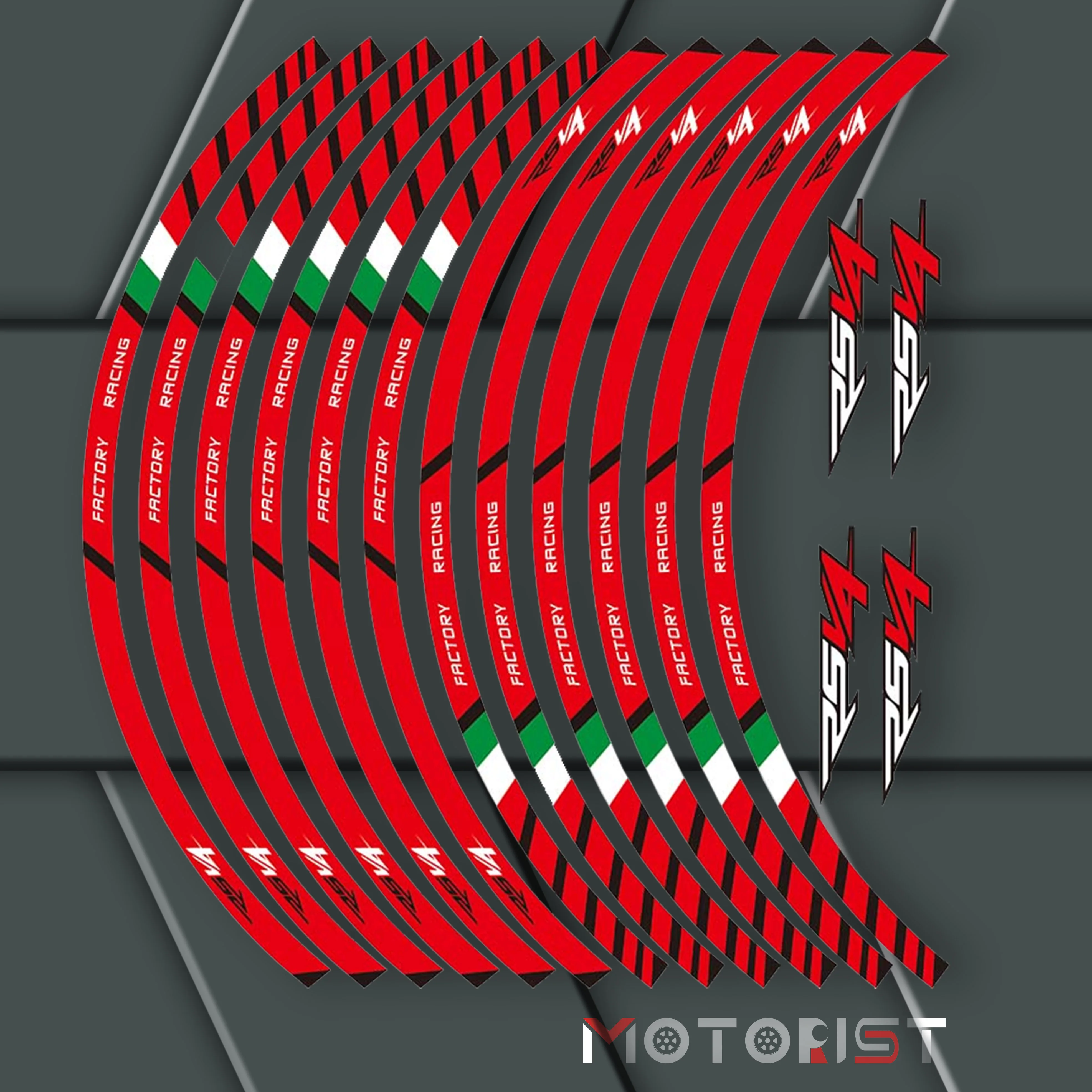 

a set of 12pcs high quality motorcycle wheel decals waterproof Reflective stickers rim stripes For APRILIA RSV4
