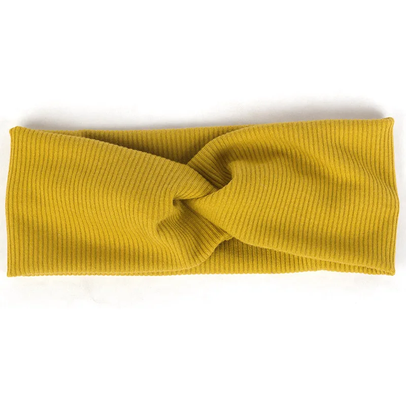 Yellow Geebro, новая мода, женский, хлопок, эластичная повязка на голову, Полосатый Крест, узел, ребристые головные уборы, скрученный тюрбан, головной убор, аксессуары для волос - Цвет: Yellow