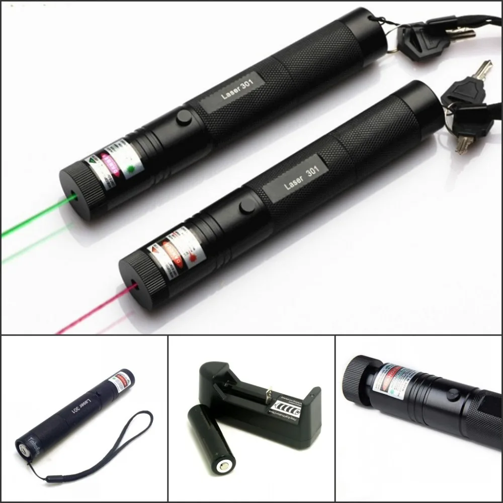 

Tinhofire Laser 301 5mW 532nm Green 650nm Red Laser Pointer Pen Zoomable Lazer With 18650 Battery Charger