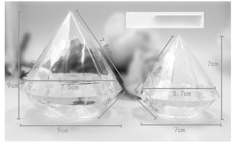 Прозрачная пластиковая коробка конфет в форме бриллианта для свадебной