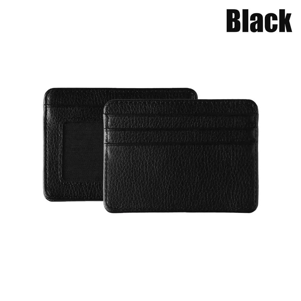 black 1 шт., мужской, женский, прочный, тонкий, простой, для путешествий, из кожи lichee Bank, бизнес, ID, карта, кошелек, держатель, чехол, с отделением для монет, сумка для монет - Цвет: black