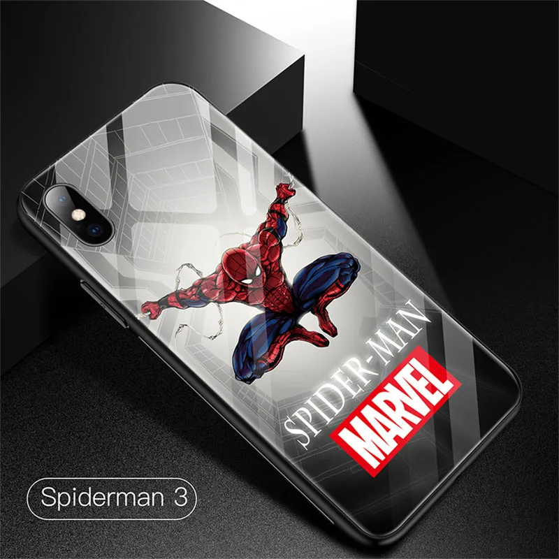 Spiderman 3 Чехол из закаленного стекла для телефона Marvel с человеком-пауком для iPhone 11 Pro Max XSmax XR XS X 8 7 6s 6 Plus, роскошный защитный чехол - Цвет: Spiderman 3