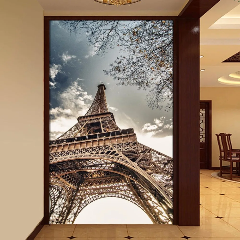 

Custom Size 3D Photo Wallpaper Eiffel Tower Livingroom Entrance Corridor Wall Decorative Mural Wallpaper Non-woven Wall Painting