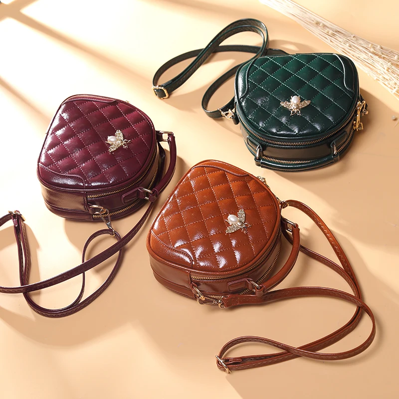 

Women Diamond Lattice Shoulder Bag Fashion Female PU Long Strap Handbags Girls Phone Purse