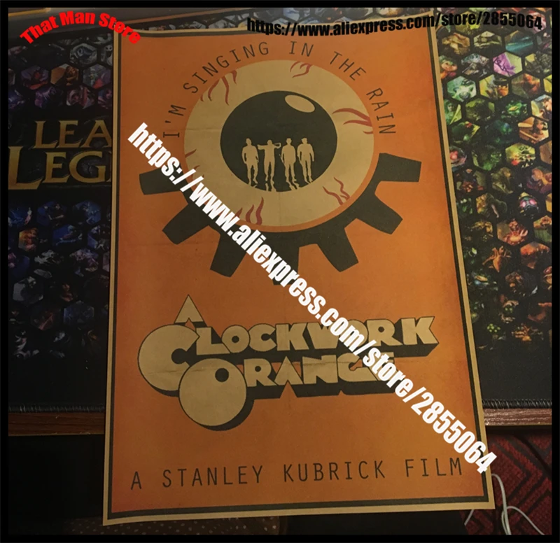 Заводной оранжевый классический фильм плакат собрать домашнего интерьера Крафт Фильм плакат рисунок ядро наклейки на стену - Цвет: Белый