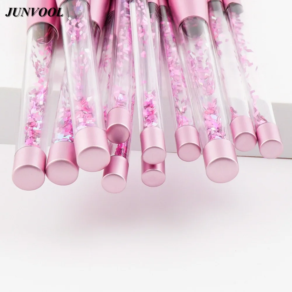 

Glitter Crystal Makeup Brush Set 12pcs Professional Highlighter Brushes Concealer Make Up Tool Rose Gold Portable Mermaid Brush
