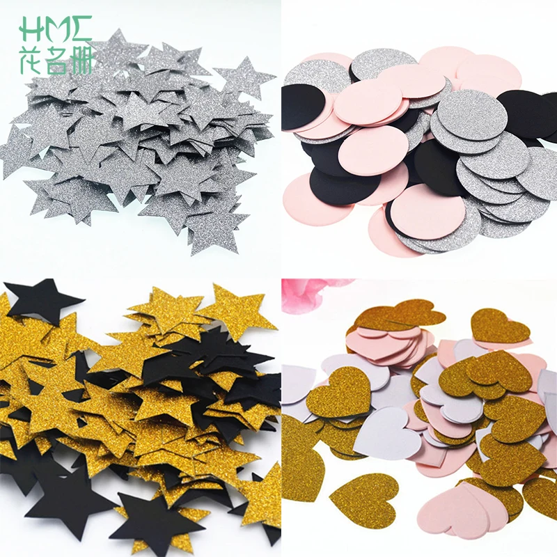 100 шт бумажные конфетти круглые и Звездные сердцевидные многоцветные для дома