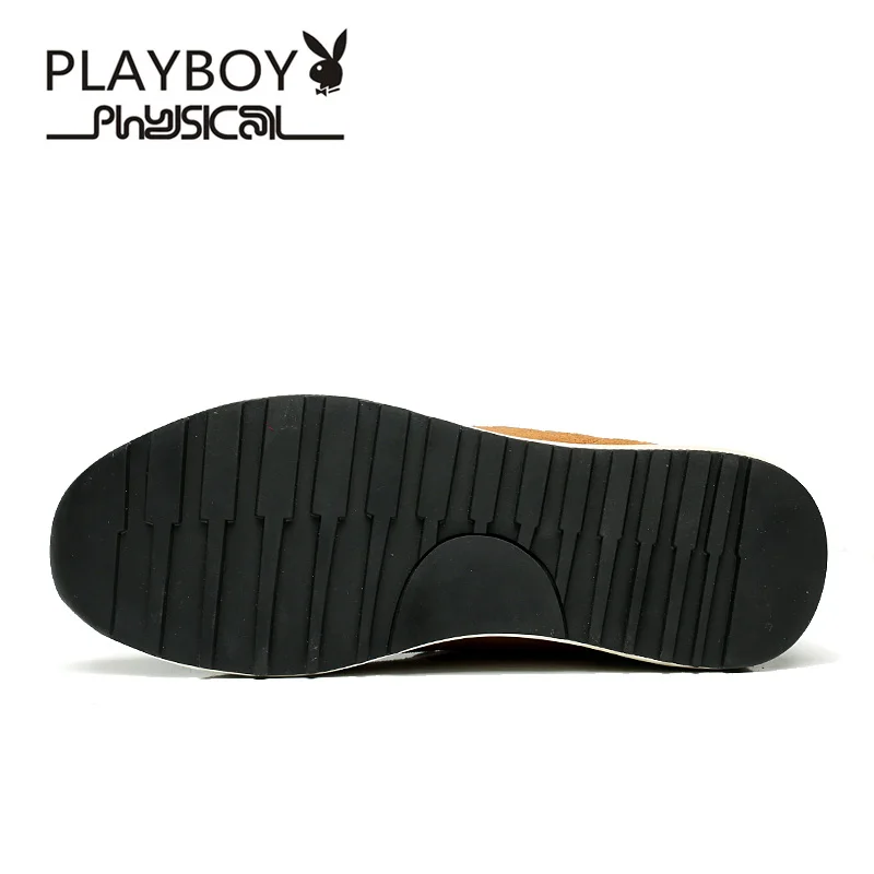 PLAYBOY/зимние мужские ботинки из коровьей замши; теплые бархатные зимние ботинки; высокие короткие плюшевые кожаные ботинки с добавлением шерсти и хлопка; DS67153