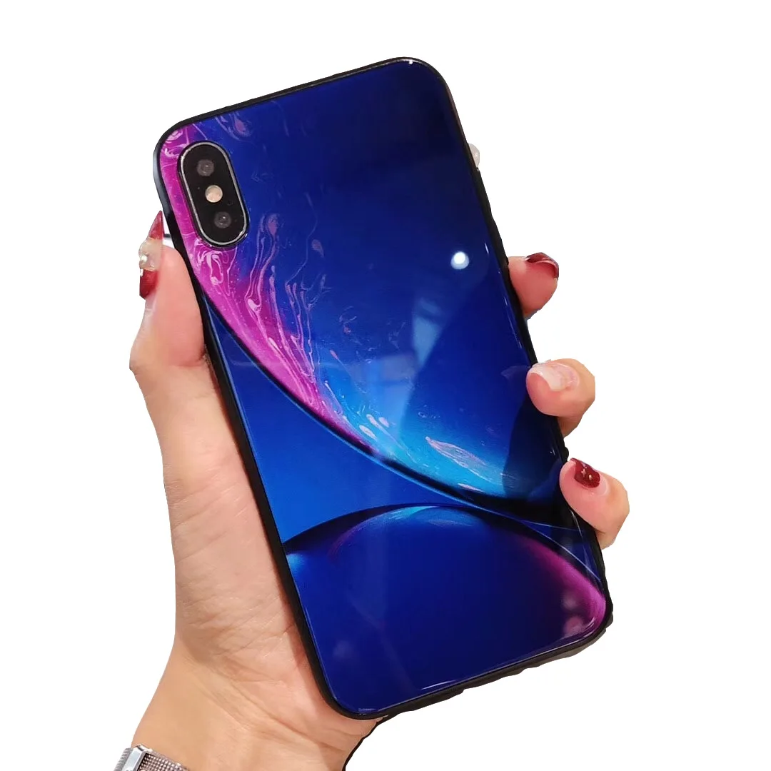 Закаленное Стекло чехол для iPhone XS Max XR случае Роскошные звезда пространство