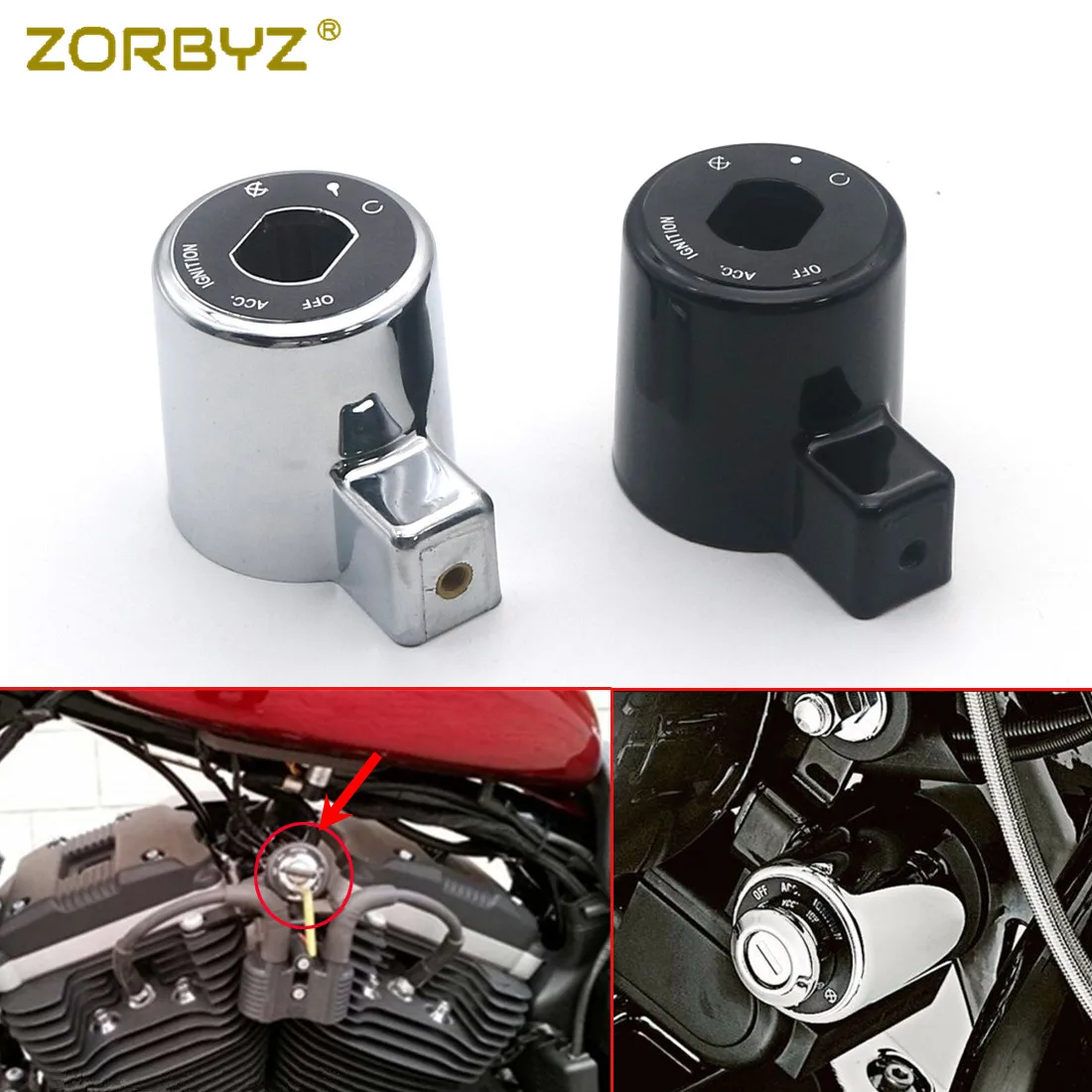 ZORBYZ мотоцикл хром/черный ABS переключатель управления зажиганием декоративная