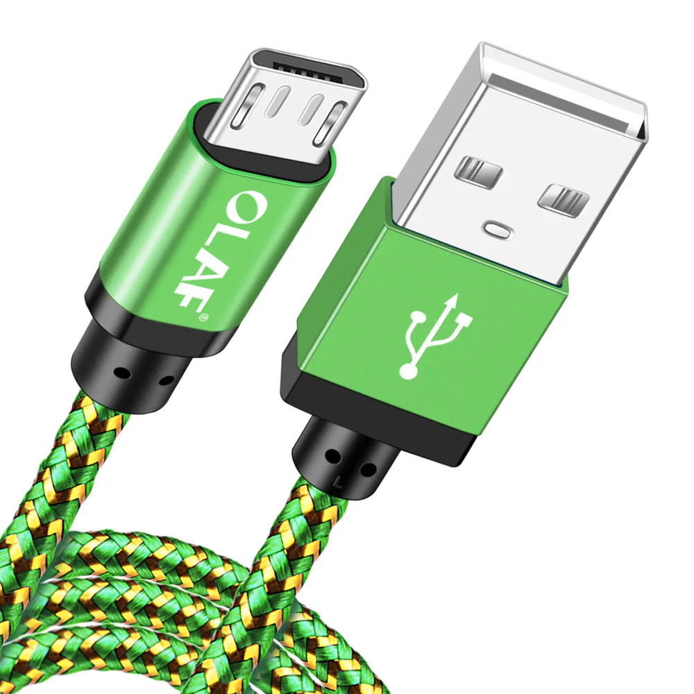 Олаф Micro USB кабель 1 м/2 м/3 м Плетеный USB кабель синхронизации данных для samsung S7 Xiaomi huawei LG htc быстрая зарядка Microusb Кабели для телефонов - Цвет: Green