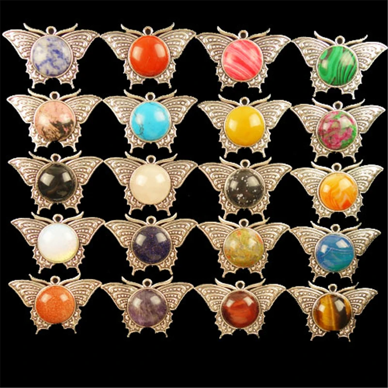 Тибетская Серебряная бабочка из натурального камня Yuteng смешанный камень для